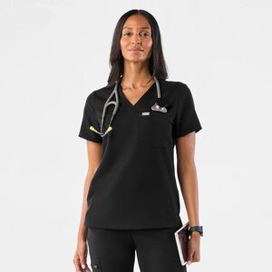 FIGS Catarina One-Pocket Scrub Top Black XXS